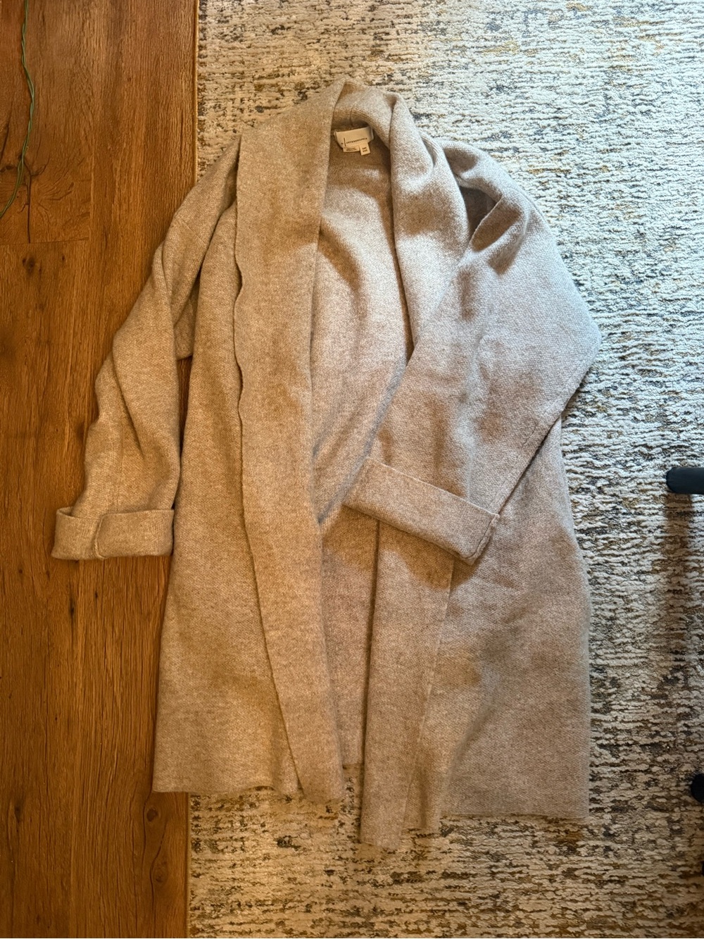 Anthropologie Mariel Longline Open Front Cozy Beige Cardigan Coat One Size